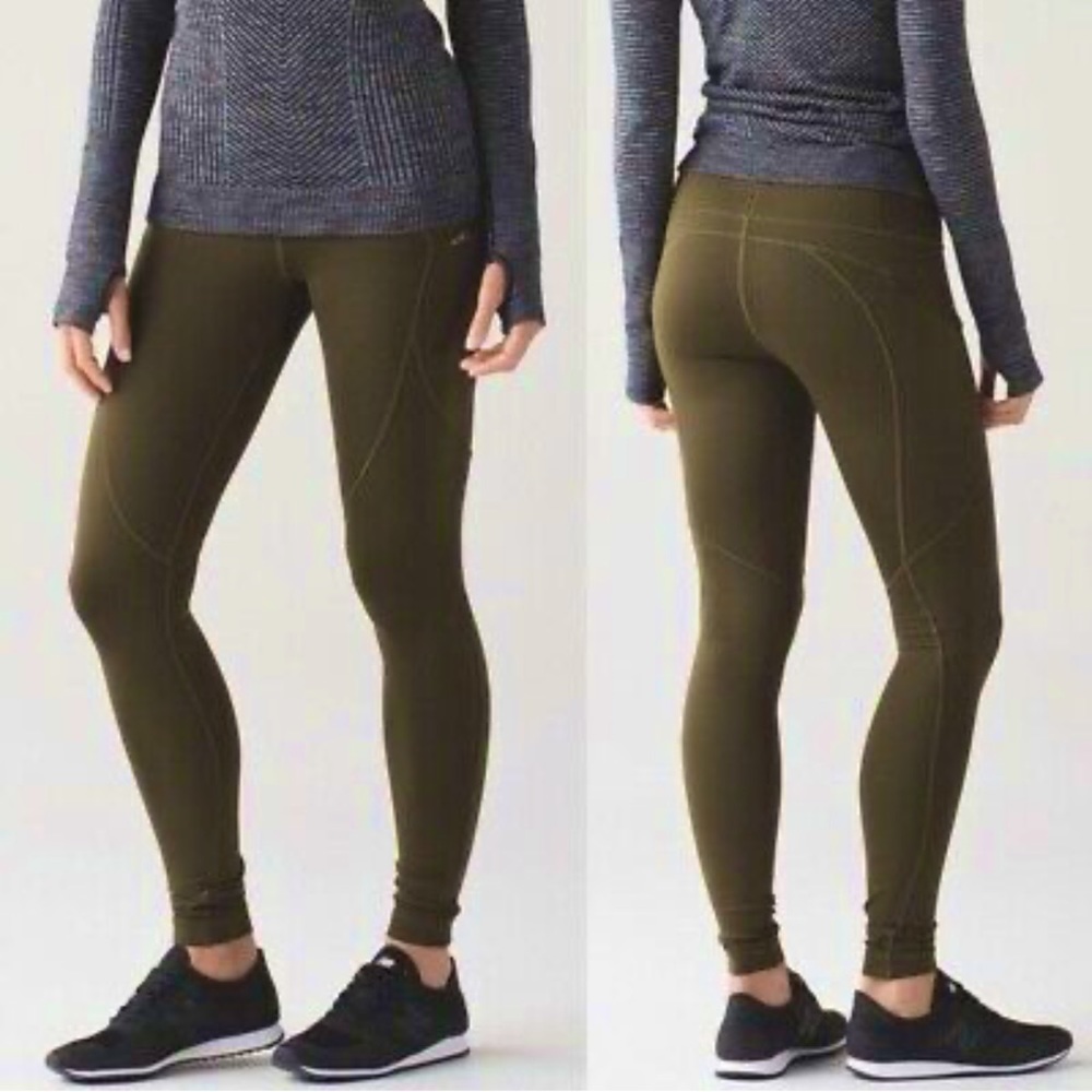 First Mile Tech Tight 2 Military Green Run Tech Fleece lined, zipper pockets